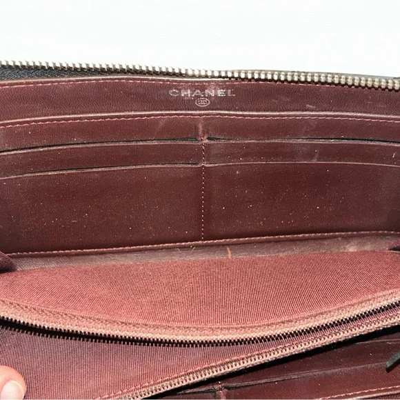 Authentic Chanel Lambskin Leather Quilted Black ZIP Around Wallet S# 20269630 - Picture 5 of 13